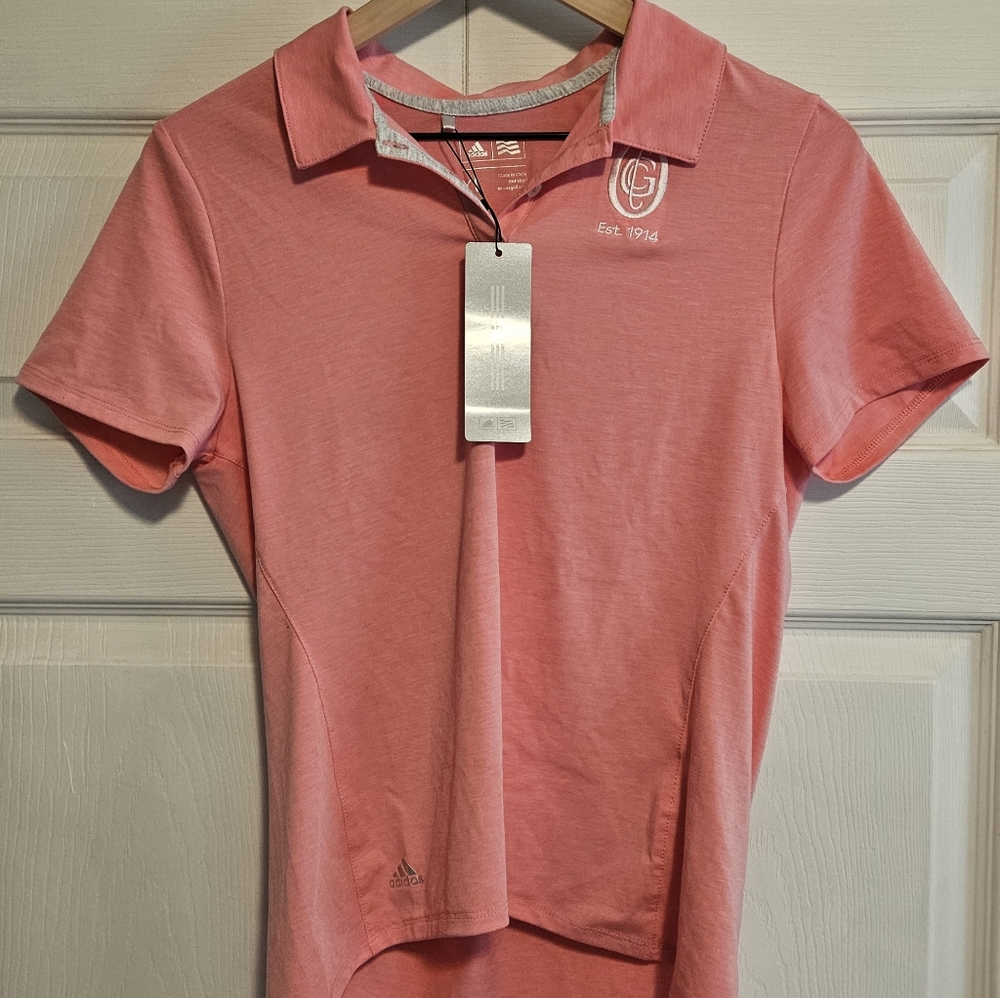 Adidas Women's XL Coral Pink Short Sleeve Polo New With Tags